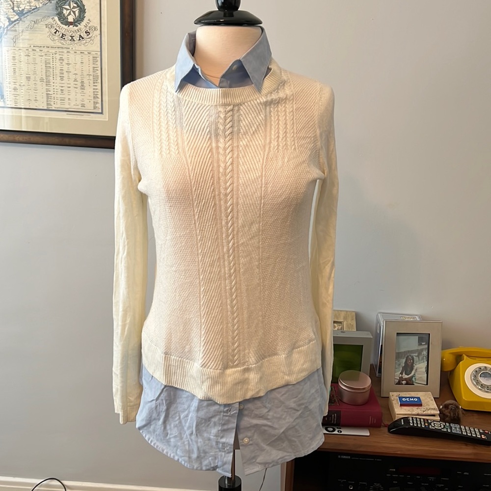 Combination sweater switch collar shirt